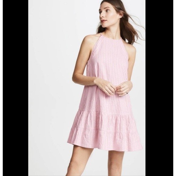REBECCA TAYLOR NWT PINK MULTICOLOR STRIPE TANK RUFFLE DRESS Sz: 8 - Picture 4 of 16